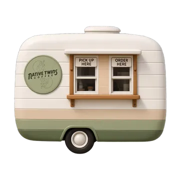 Clay-style rendering of Native Twins Coffee in San Francisco
