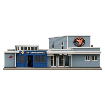 Clay-style rendering of Sam's Chowder House in Half Moon Bay