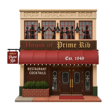 Clay-style rendering of House of Prime Rib in San Francisco