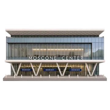 Clay-style rendering of Moscone Center South in San Francisco