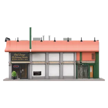 Clay-style rendering of R & G Lounge in San Francisco