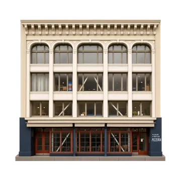 Clay-style rendering of Flour + Water Pizzeria in San Francisco