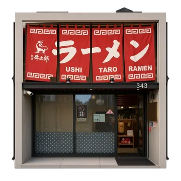 Clay-style rendering of Ushi Taro Ramen in San Francisco