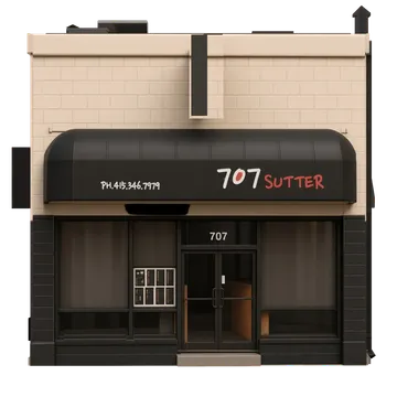 Clay-style rendering of 707 Sutter in San Francisco