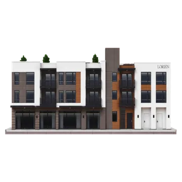 Clay-style rendering of Lorien Ivy Apartments in Santa Clara