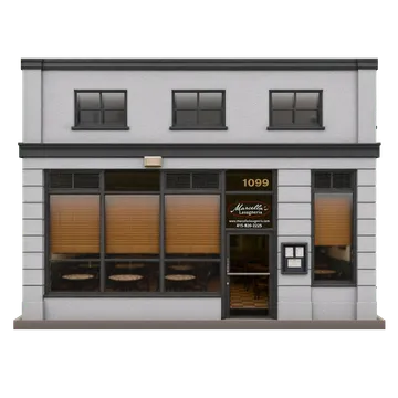 Clay-style rendering of Marcella's Lasagneria in San Francisco